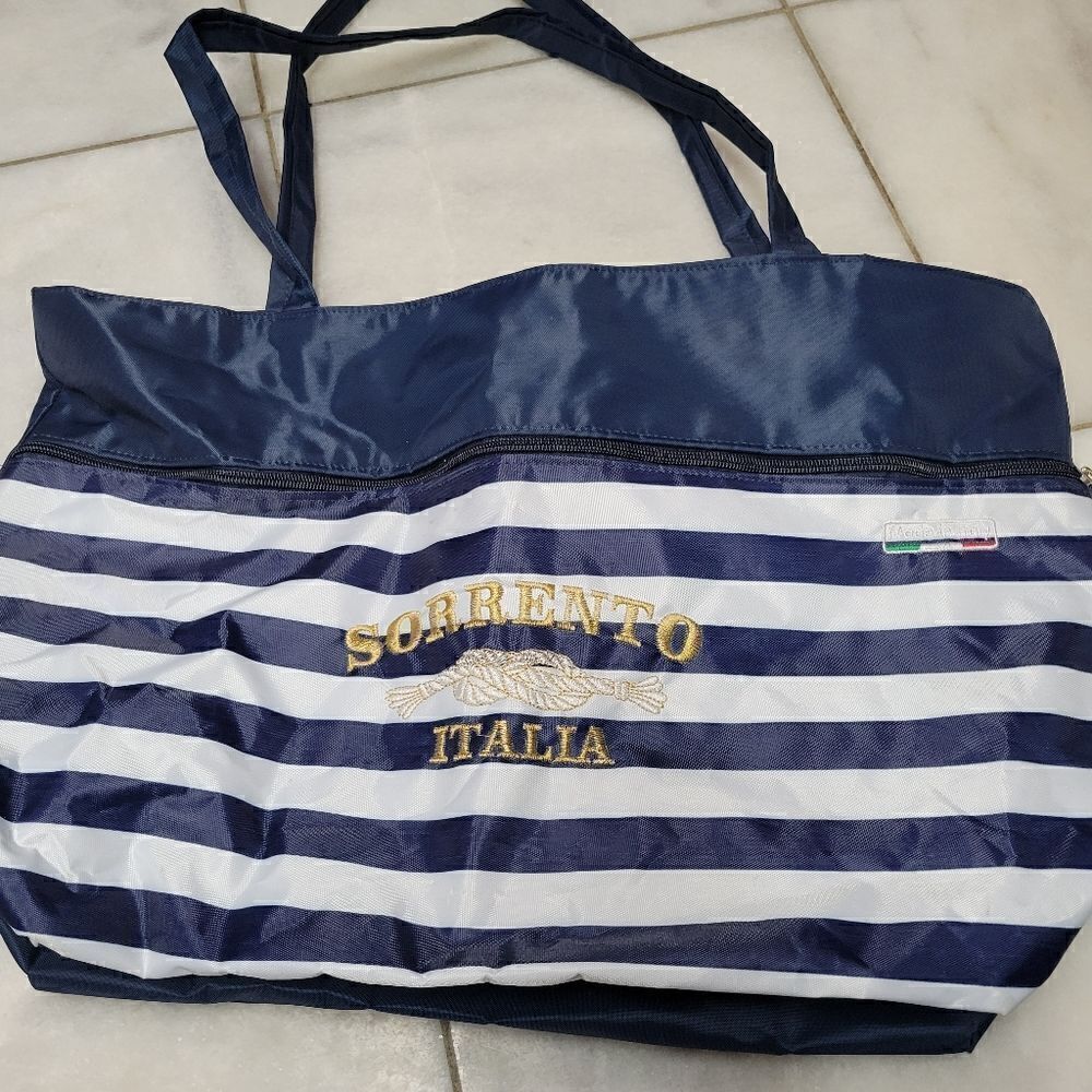 Sorrento Italia Women's Blue White Striped Double Handle One Size Tote Bags